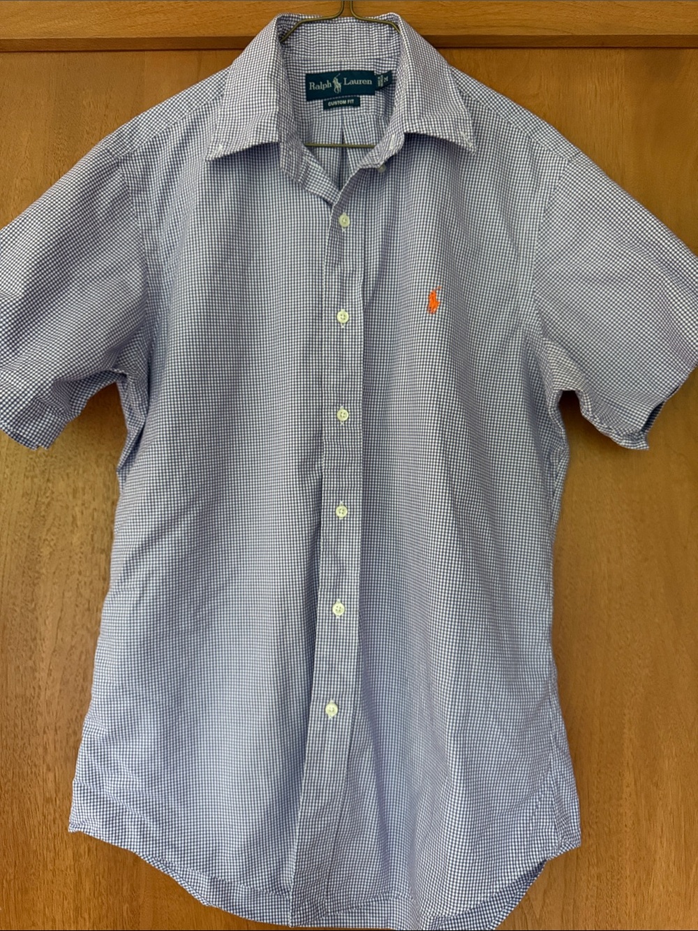 Ralph Lauren Light Blue Micro-Check Short Sleeve Button-Down Shirt